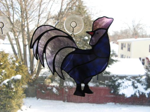 Custom Made Custom Stained Glass Rooster Light Catcher