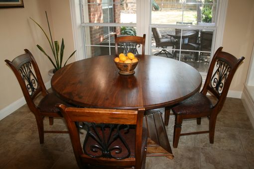 Custom Made Walnut Round Table With Pedestal (Chairs Not Included)