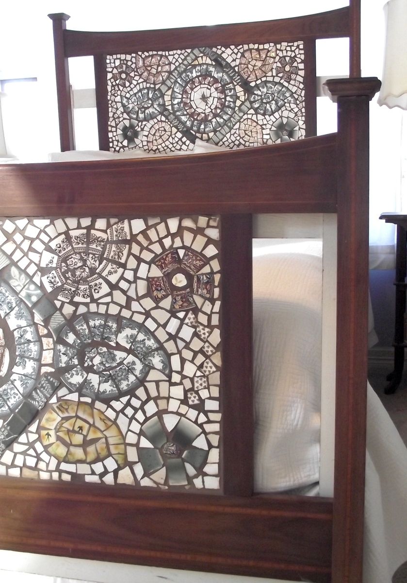 Hand Made Broken China Mosaic Headboard With Footboard Full/Queen by