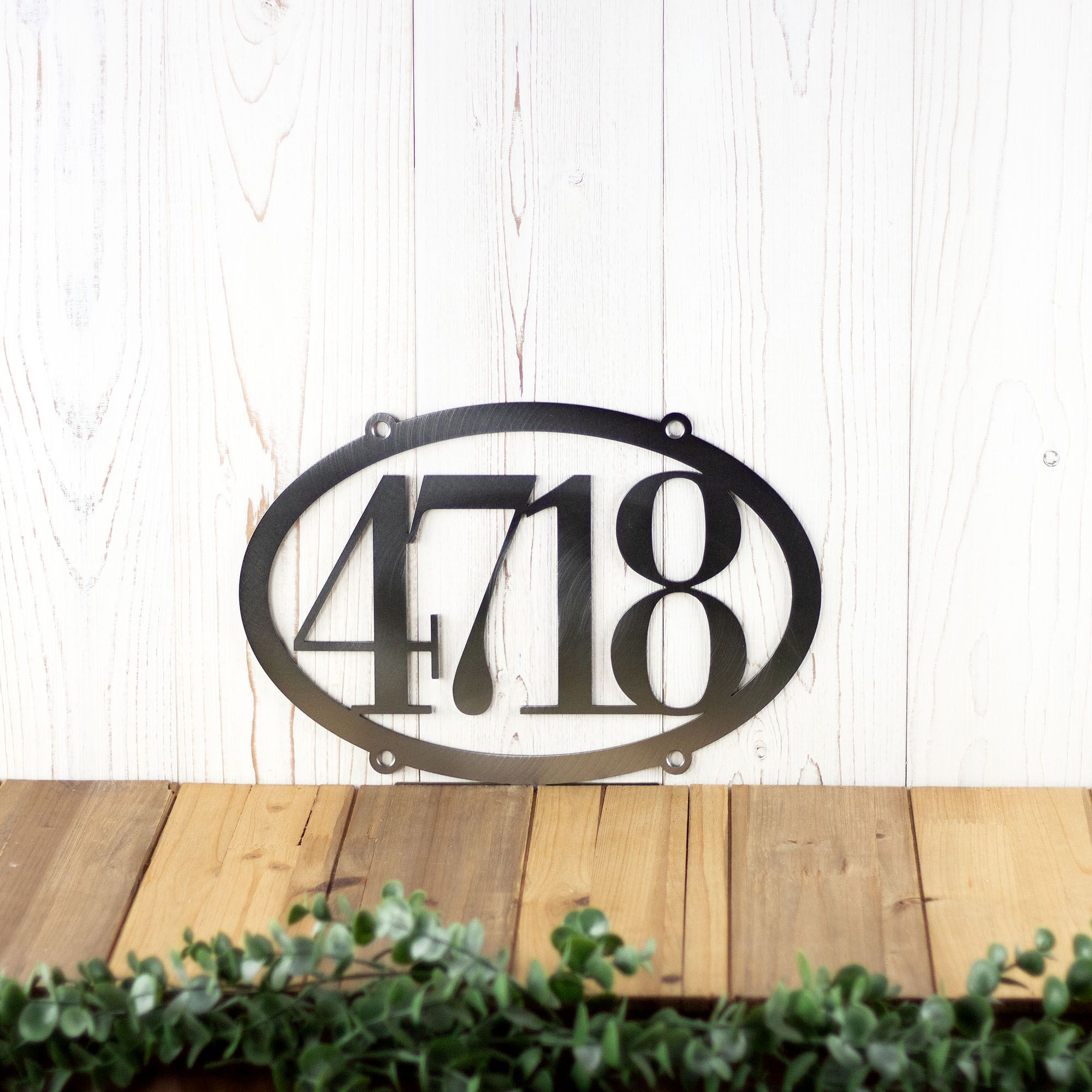 Buy Hand Made Hanging Oval House Number Metal Plaque, made to order ...