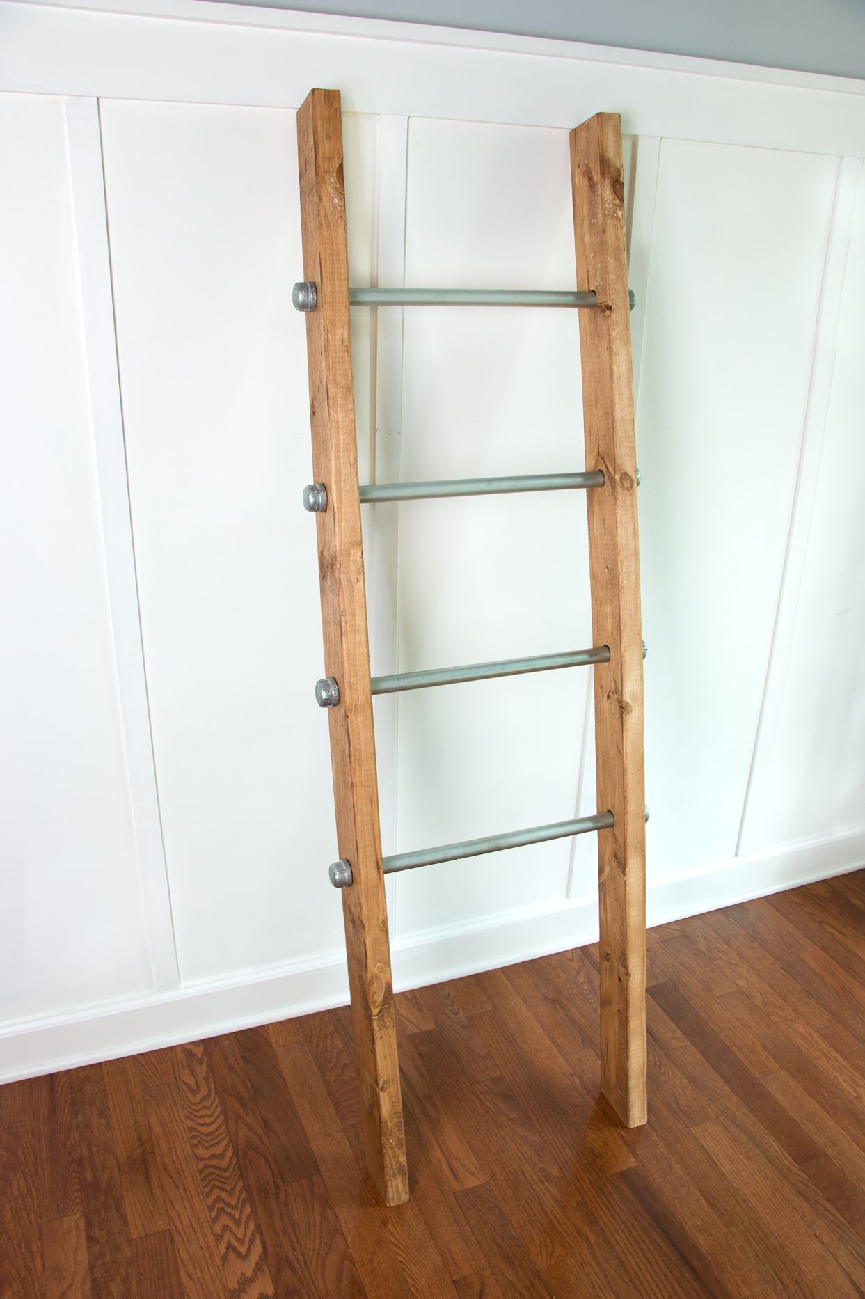 Buy Handmade Wooden Ladder W/ Industrial Pipe Blanket Ladder Quilt