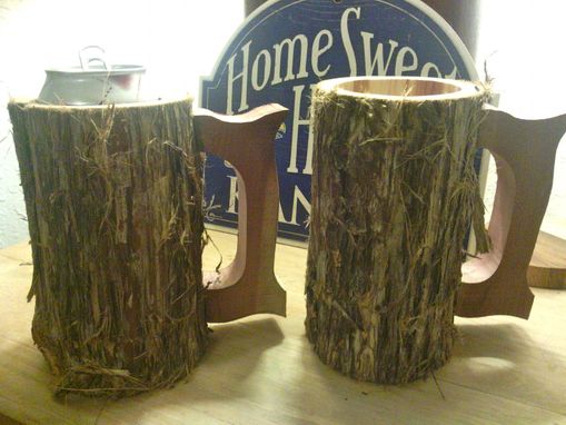 Custom Made Set Of Two Rustic Mugs In Cedar