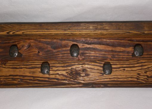 Custom Made Rustic Coat Rack, Railroad Spike Solid Wood Wall Rack With Shelf