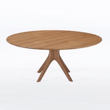 Custom Made Round Midcentury Dining Table In White Oak "Kapok Table"