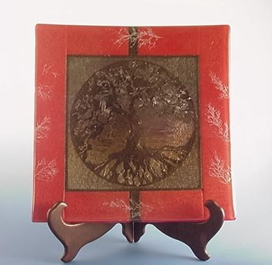 Custom Made Fused Glass Tree Of Life Plate