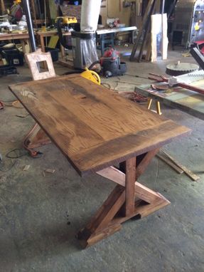 Custom Made Reclaimed Oak Farm Table With X-Base