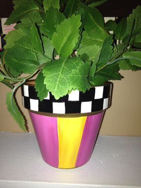 Custom Made Hand Painted Terra Cotta Herb Pots