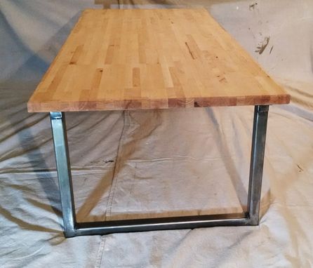 Custom Made Butcher Block Coffee Table With Steel Legs