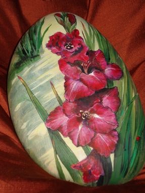 Custom Made Gladiolas Painted In Acrylics On Stone