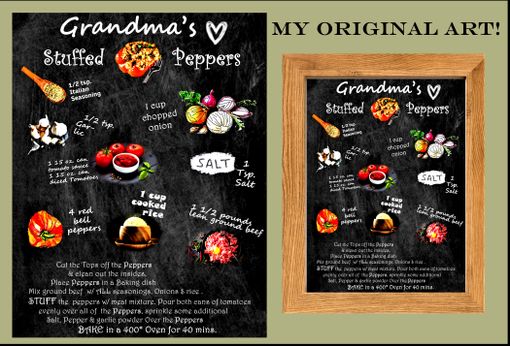 Custom Made Grandmas Stuffed Peppers, Stuffed Pepper Recipe, Recipe Art, Bar Art, Decor, Bar, Kitchen Art