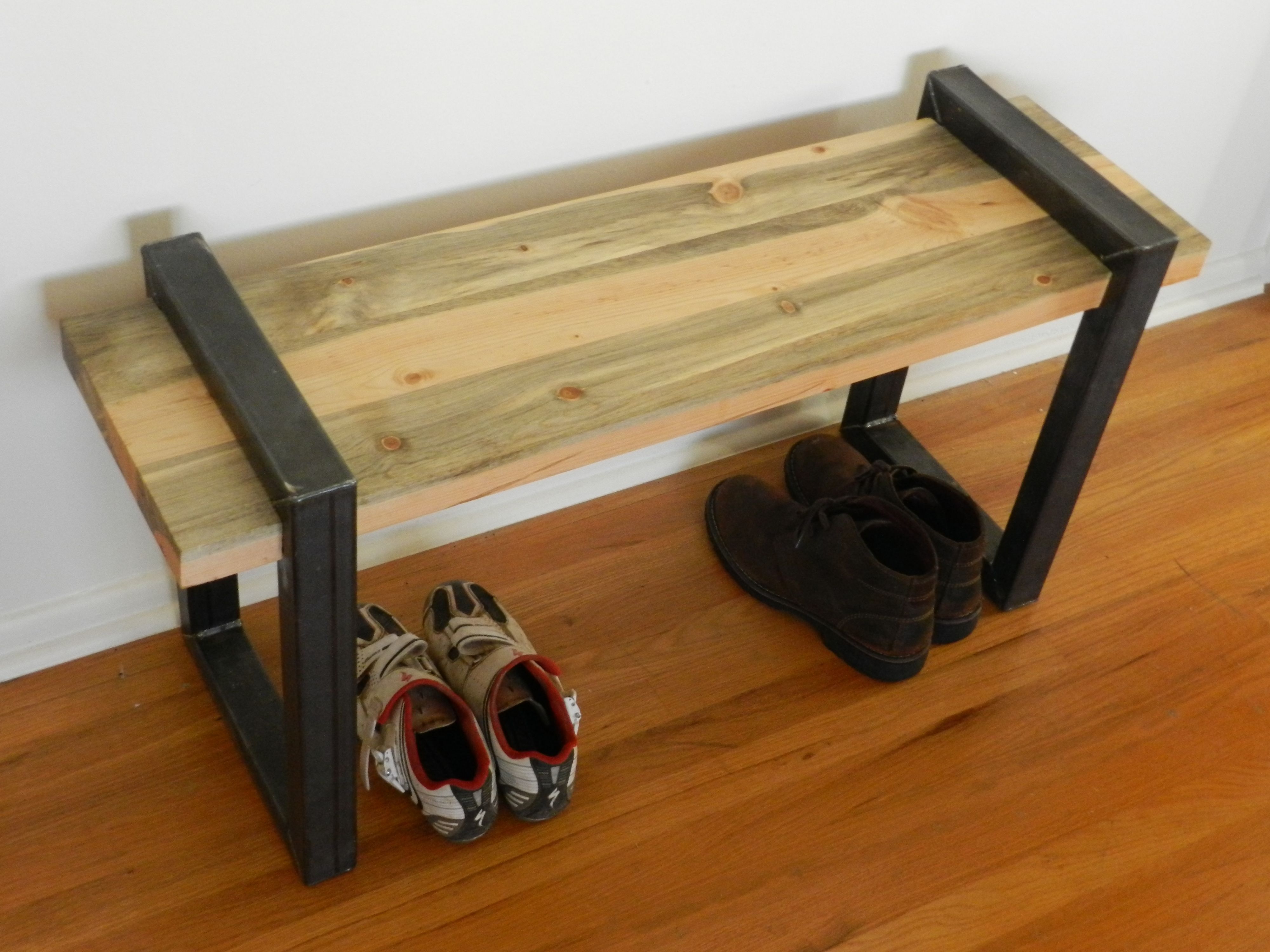 Hand Made Beetle Kill Bench With Mild Steel Legs By Purpose And Pine Custommade Com