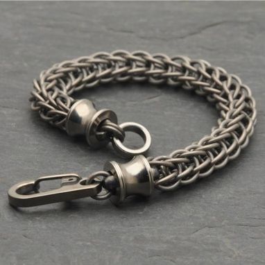 Custom Made Persian Chainmail Titanium Bracelet With Lathe Turned Ends.