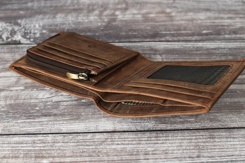 Buy Custom Mens Wallet,Bifold Brown Leather Wallet,Personalised Rustic ...