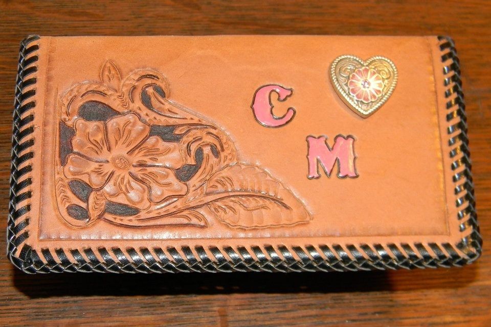 Hand Crafted Hand Tooled Leather Checkbook Cover by Gifts from the