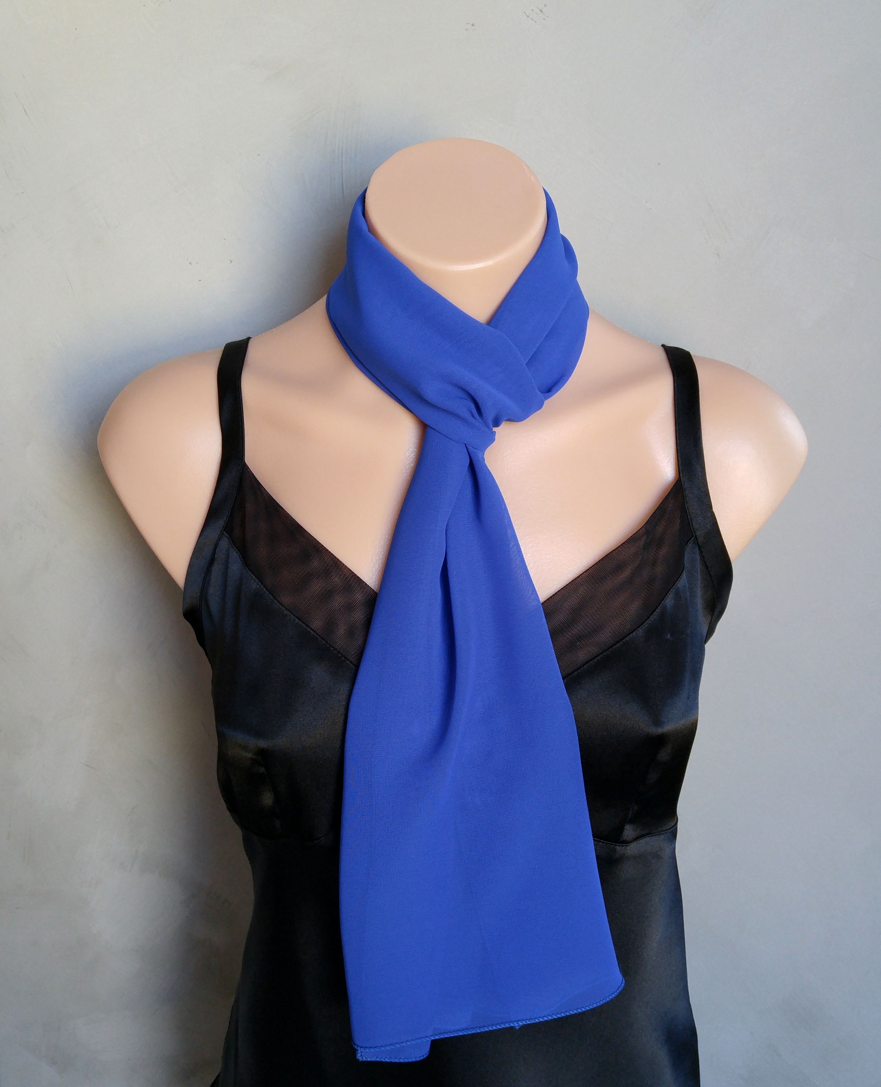 Custom Made Royal Blue Chiffon Scarf by All Seasons Boutique