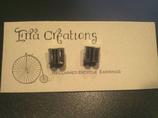 Custom Made Bicycle Jewelry, Bicycle Accessory, Bike Chain Pin Earring Posts Reclaimed Materials