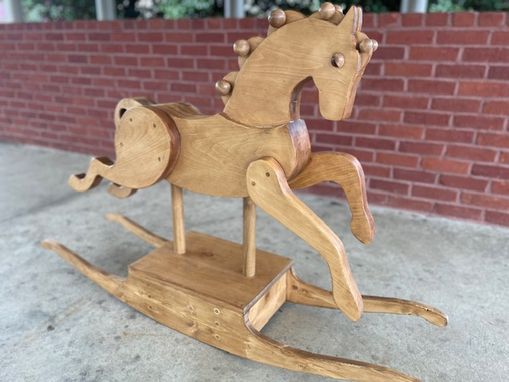 Custom Made Handcrafted Wood Rocking Horse / Golden Oak