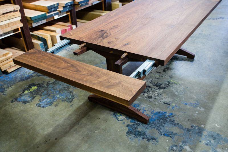 Hand Made Trestle Dining Table With Leaf Inserts by House Of Hardwood