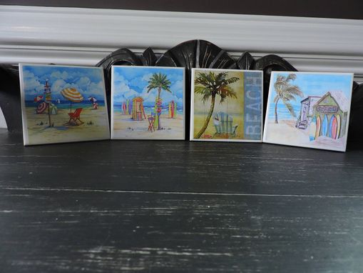 Custom Made Beach Theme Ceramic Coasters