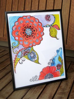 Custom Made Spring Flowers Ink And Acrylic Painting- Art Print 8.5"X11"