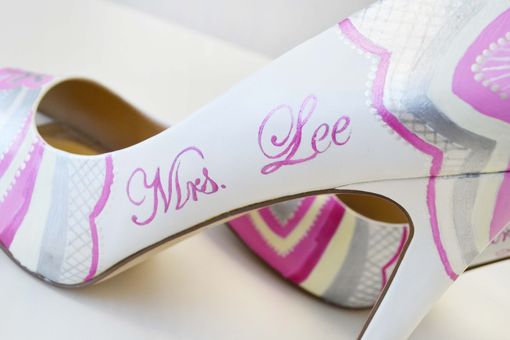 Custom Made Wedding Shoes - Bridal Shoes - Hand Painted Heels-  Pink Shoes