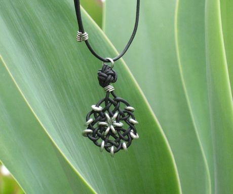 Custom Made Necklace And Pendant: Circle Of Life Knot In Black With Silver Beads