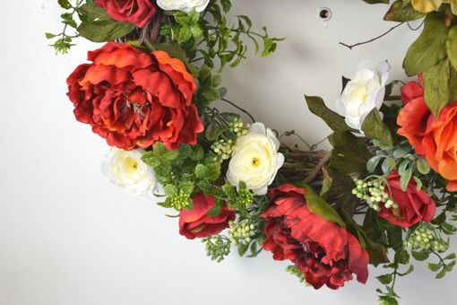 Custom Made Front Door Wreaths, Roses Wreath, Peony Wreath, Home Decor, Silk Flower Arrangement