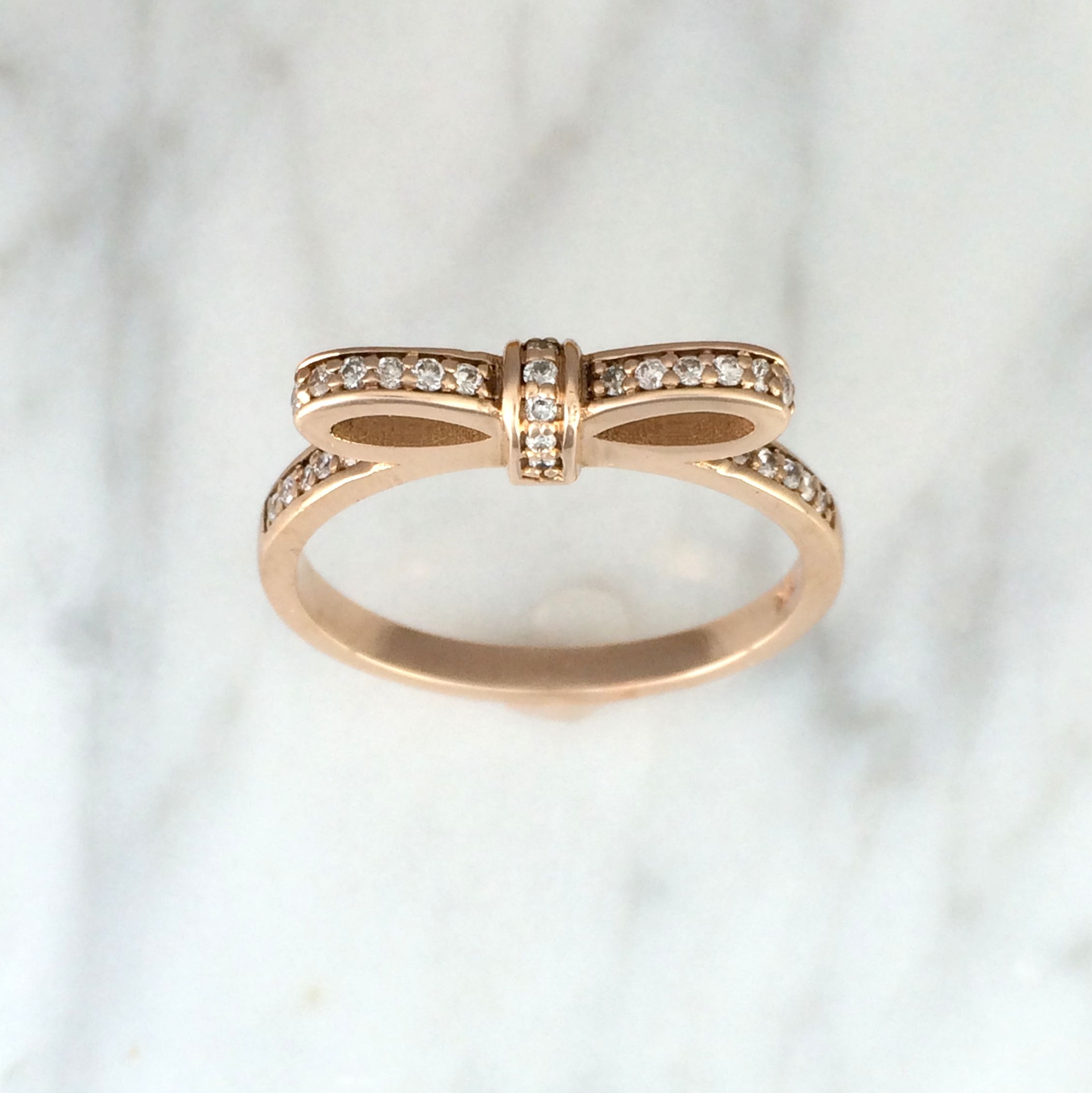 Buy a Hand Crafted Women's Diamond Bow Tie Ring In 14k Rose Gold ...