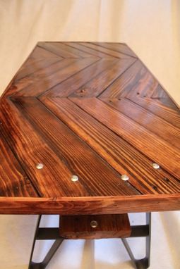 Custom Made Modern Industrial Chevron Pallet Wood Coffee Table