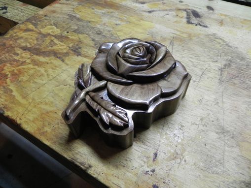 Custom Made Intarsia Rose Jewelry Box