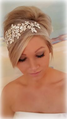Custom Made Floral Rhinestone Tulle Bridal Headpiece