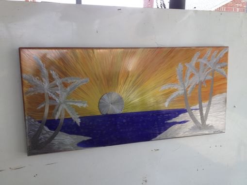 Custom Made 20" X 4 Ft Beach, Ocean Sunset Scene