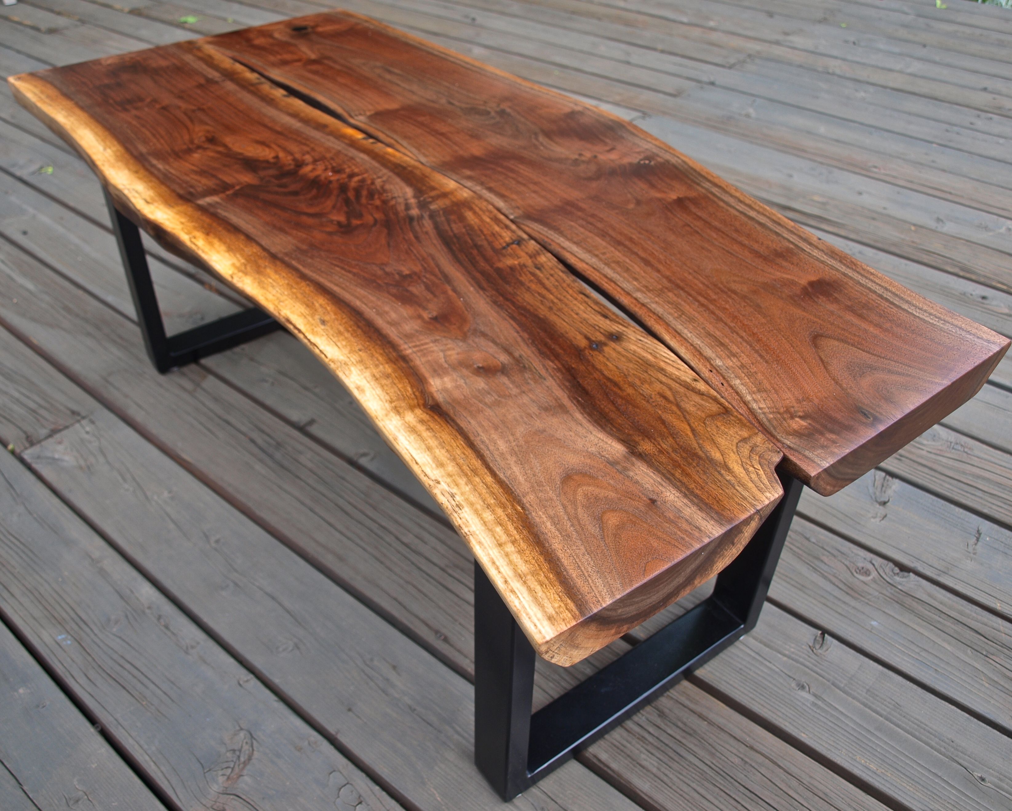 Buy Hand Made Live Edge Western Walnut & Steel Base, made to order from ...