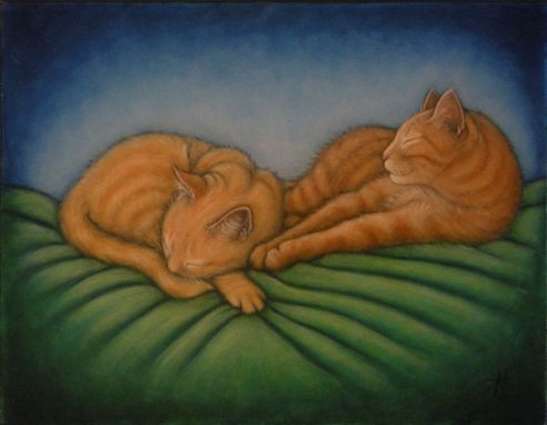 Custom Made Commission An Oil Painting Of Your Cat Family