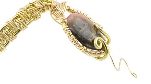 Custom Made Agate, Kundalini Serpent, Wire Weave Bracelet, Gold Wire