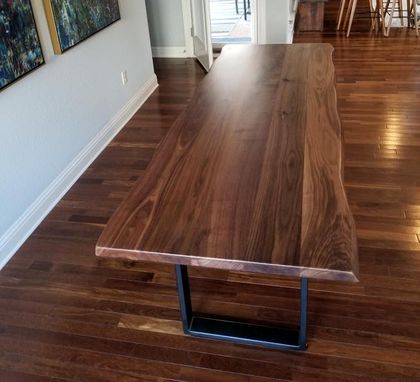 Custom Made Modern Walnut Table With Steel Legs