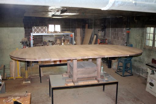 Custom Made 6' Round Solid Walnut Expanding Dining Table