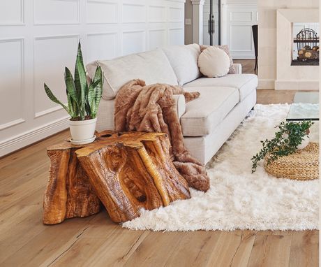 Custom Made Italian Olive Wood Large Stump Coffee Table