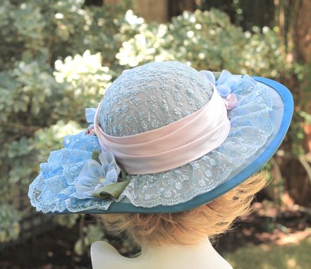 Custom Made Edwardian Style Wedding Hat Wide Brim In Lilac