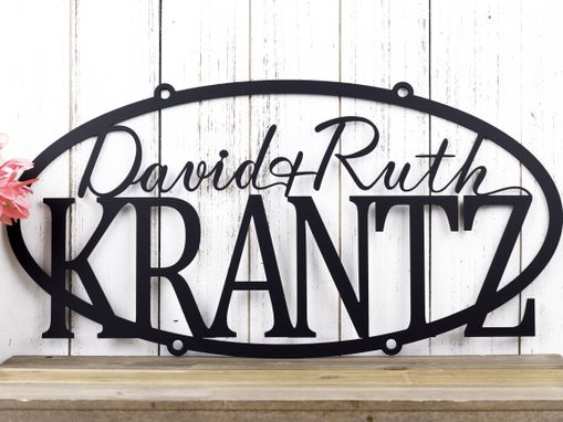 Custom Made Family Name Oval Metal Sign With First Names