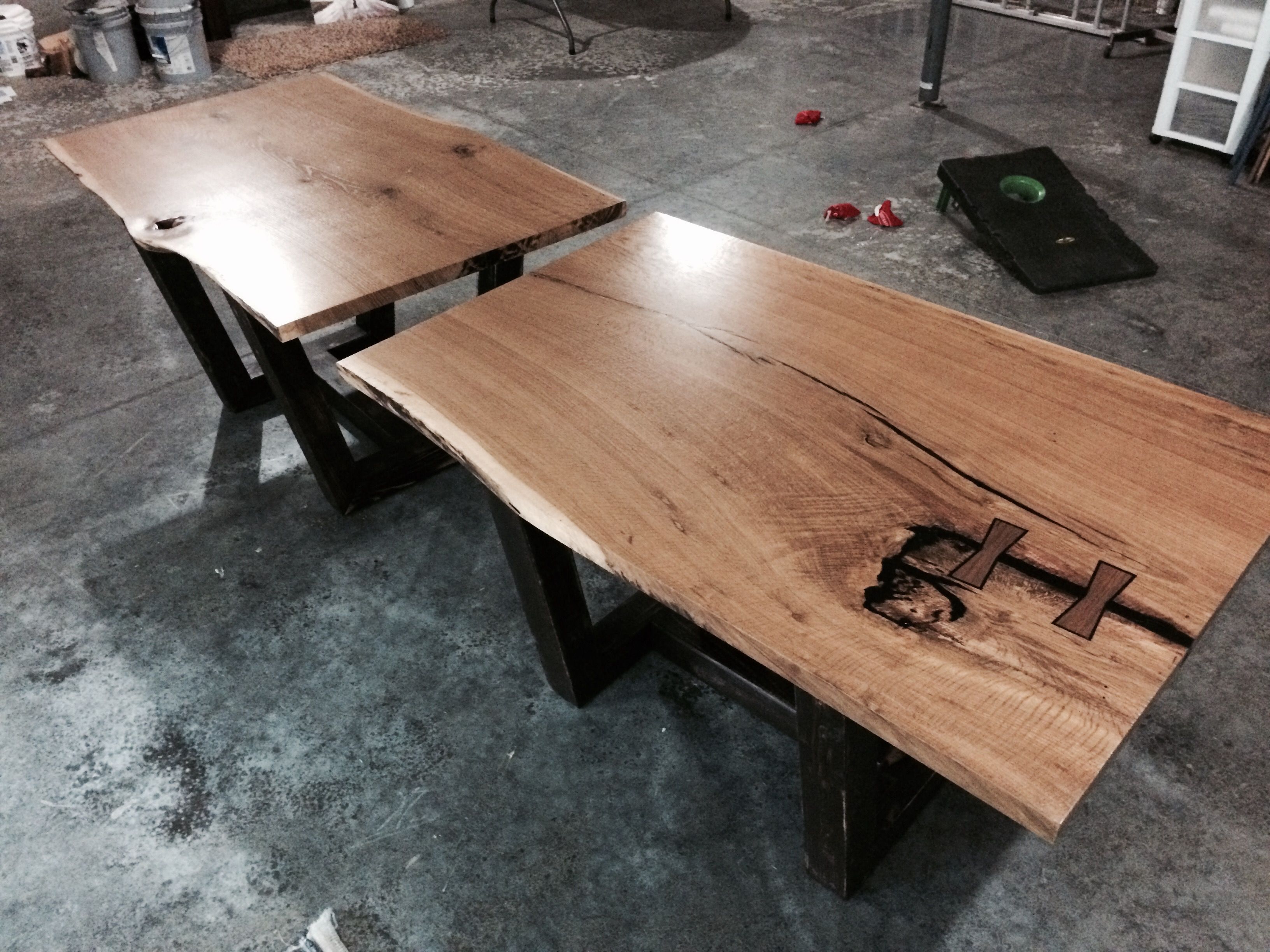 Hand Crafted Single Slab Live Edge Dining Room Table In White Oak by KC