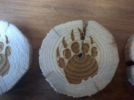Custom Made Log Coasters With Laser Engraved Image