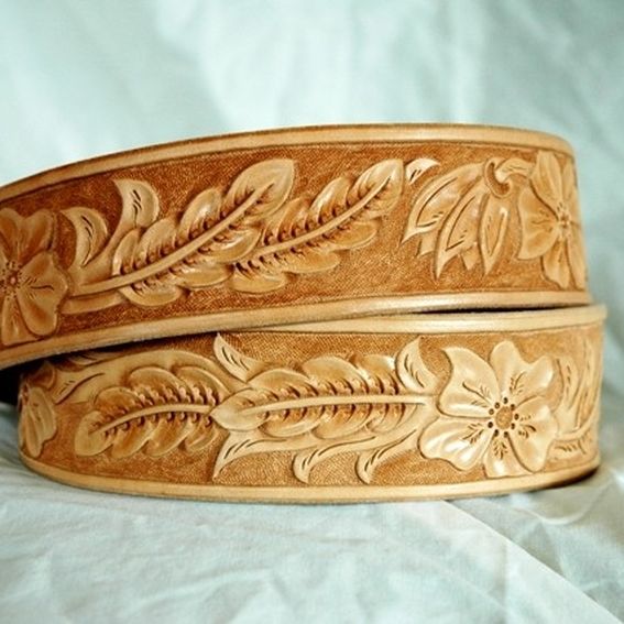 Custom Hand Tooled Leather Belt by Lone Tree Leather Works | CustomMade.com