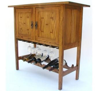 Custom Made Mission Wine & Spirits Cabinet