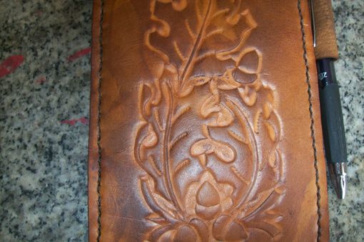 Custom Made Custom Leather Notebook With Oak Leaf And Acorn Design