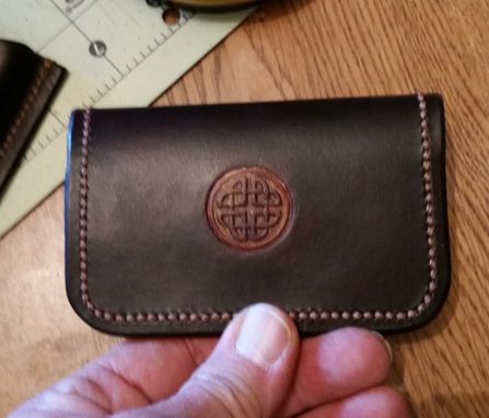 Custom Made Cordovan Leather Card Wallet With Embossed Celtic Knot
