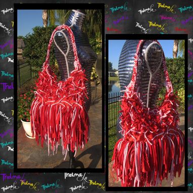 Custom Made Red And White Handbag,Striped Fringe Purse,Fringe Handbag,Hippie,Boho,Custom Made,Purse,Handbag