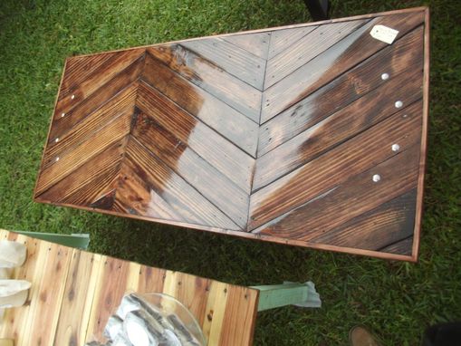 Custom Made Modern Industrial Chevron Pallet Wood Coffee Table
