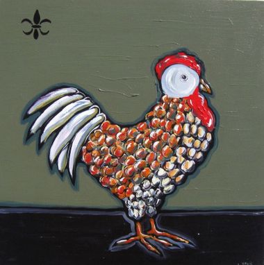 Custom Made Acrylic Rooster Original Painting On Canvas, Animal Painting
