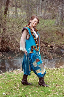 Custom Made Gypsy Long Vest Made From Repurposed Sweaters And Felt.